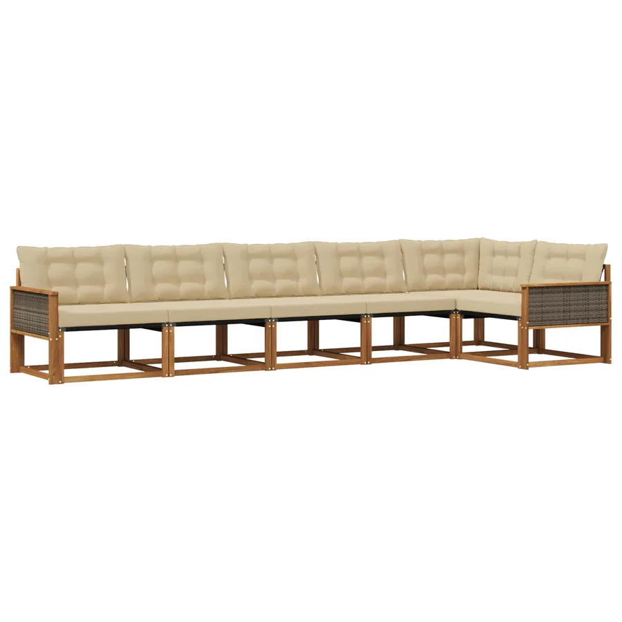 Ensemble de canapés d'extérieur 6 pcs Naturel et Beige - 2