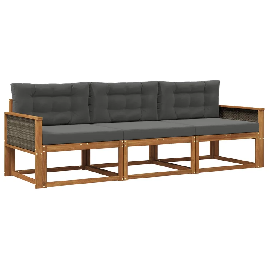 Ensemble de canapés d'extérieur 3 pcs Naturel et Anthracite - 2