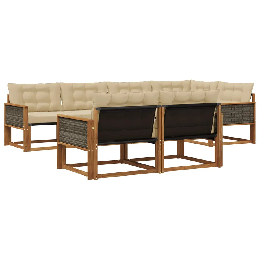 Ensemble de canapés d'extérieur 7 pcs Naturel et Beige - 2