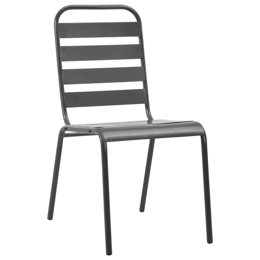 Chaises d'extérieur lot de 4 Design à lattes Acier Gris foncé - 2