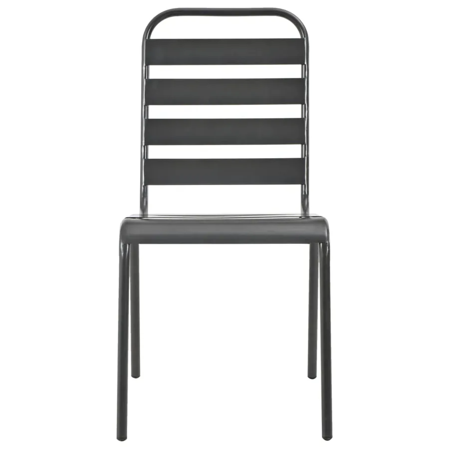 Chaises d'extérieur lot de 4 Design à lattes Acier Gris foncé - 3