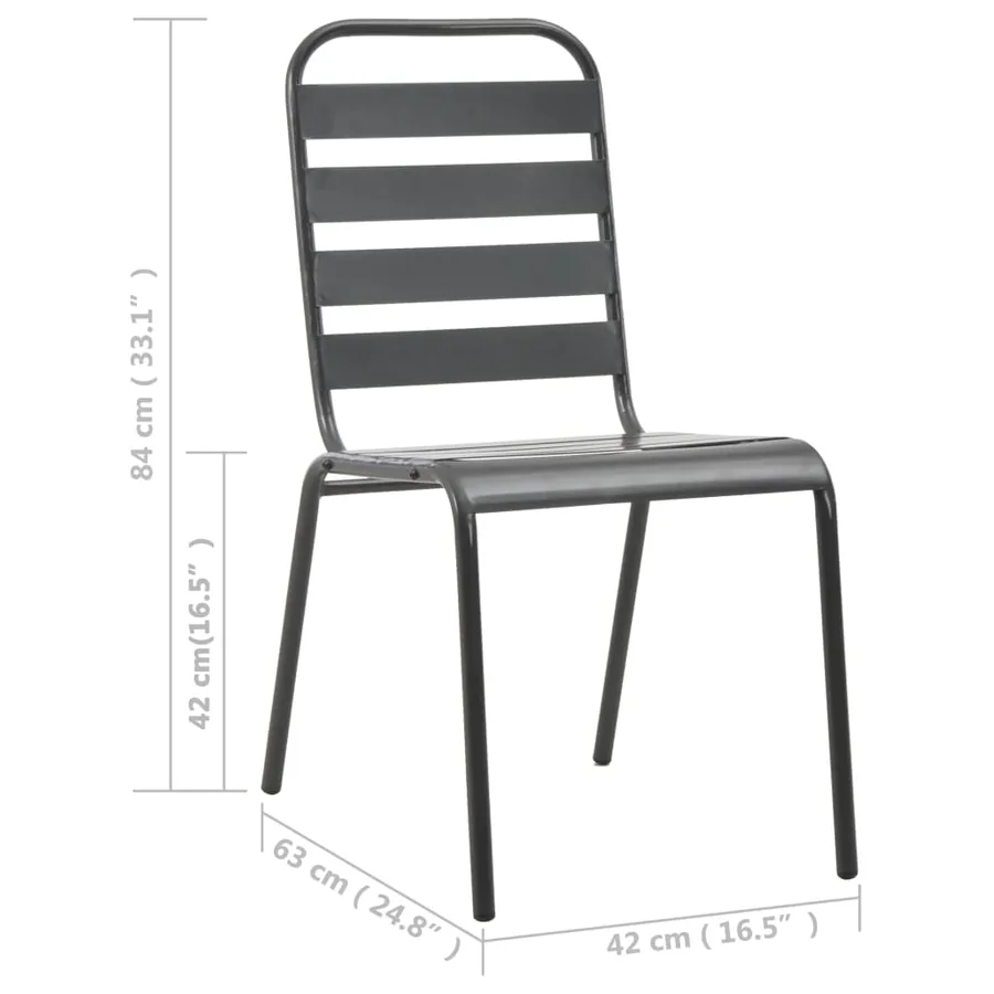 Chaises d'extérieur lot de 4 Design à lattes Acier Gris foncé - 7