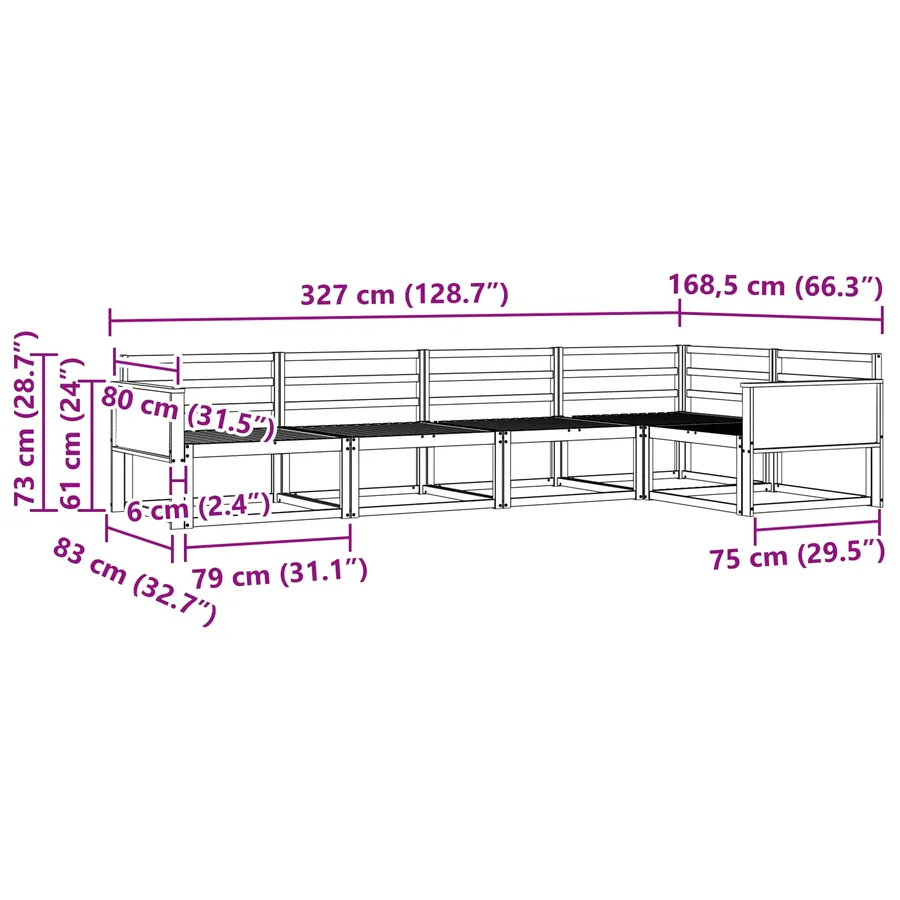 Ensemble de canapés d'extérieur 5 pcs Naturel - 7