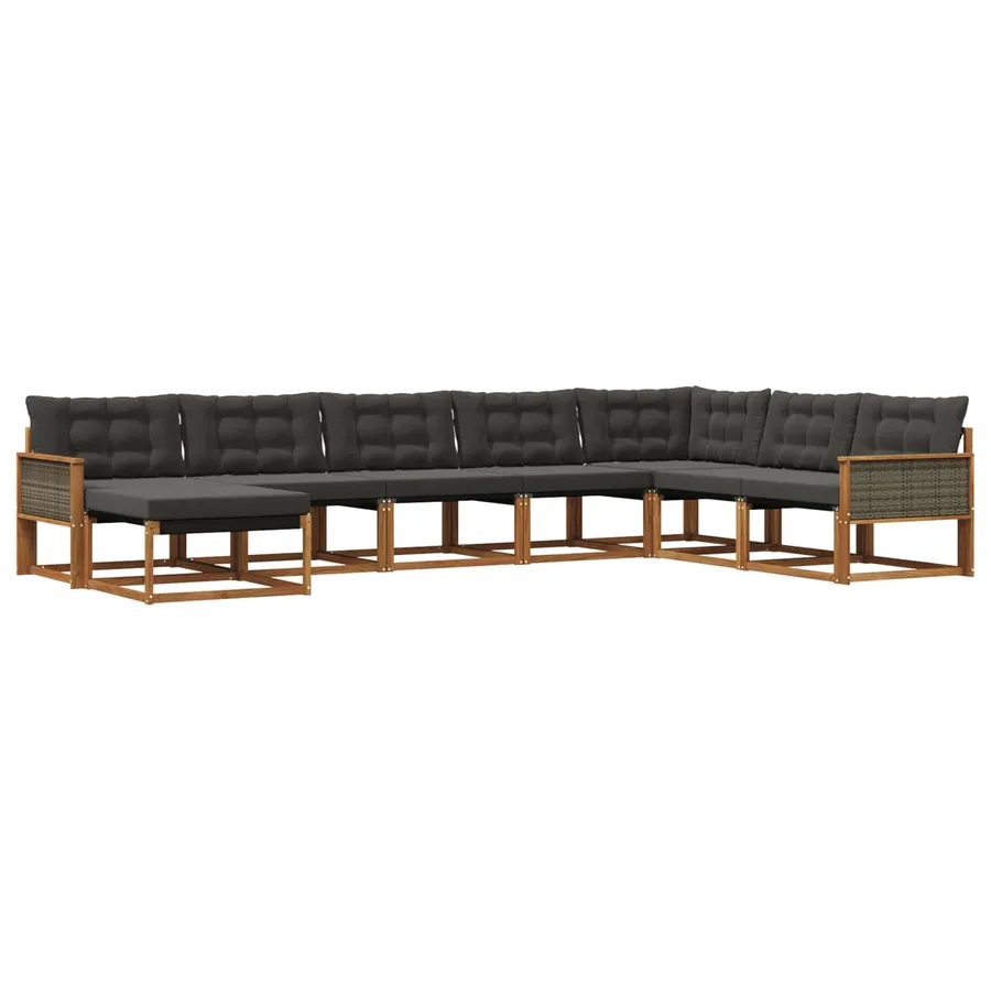 Ensemble de canapés d'extérieur 8 pcs Naturel et noir - 2