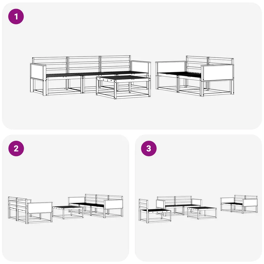 Ensemble de canapés d'extérieur 6 pcs Naturel - 7