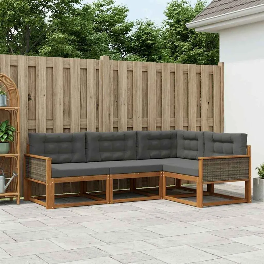 Ensemble de canapés d'extérieur 4 pcs Naturel et Anthracite