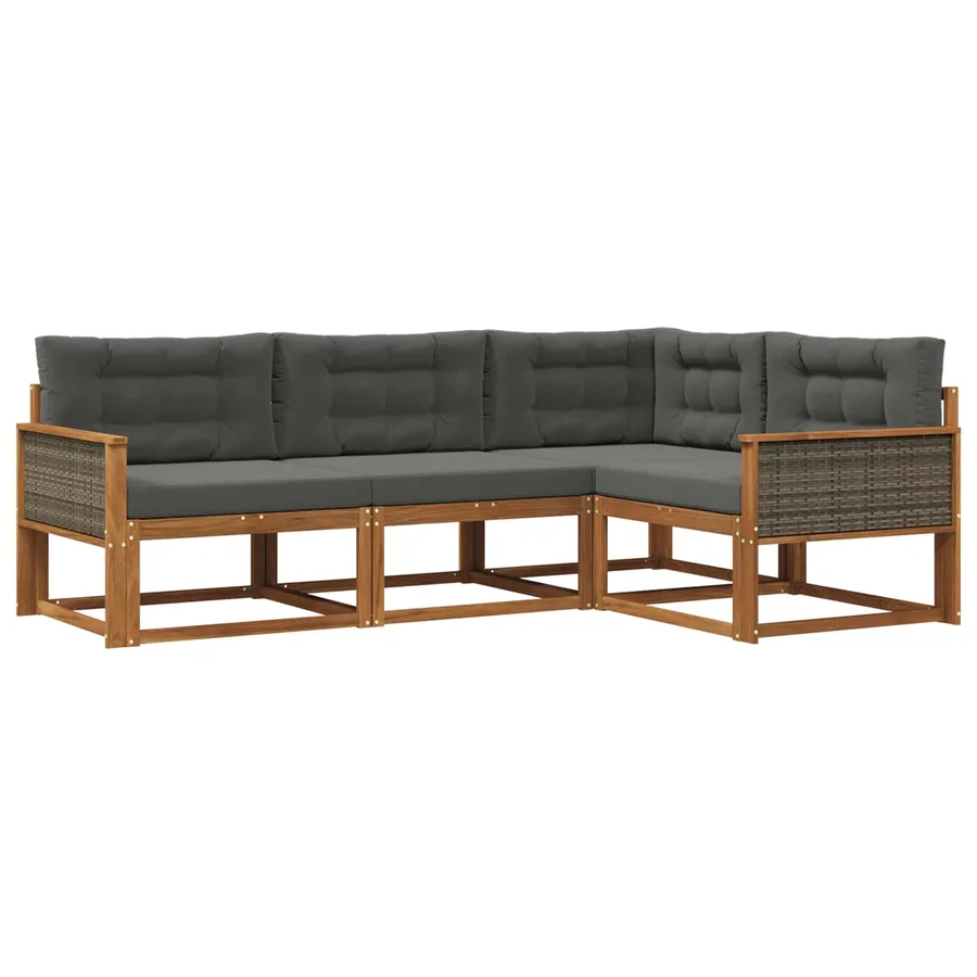 Ensemble de canapés d'extérieur 4 pcs Naturel et Anthracite - 2