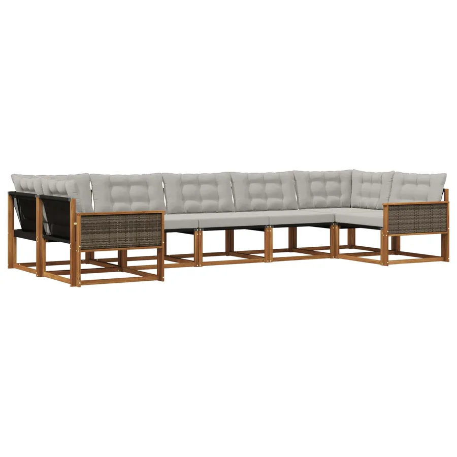 Ensemble de canapés d'extérieur 7 pcs Naturel et gris clair - 2