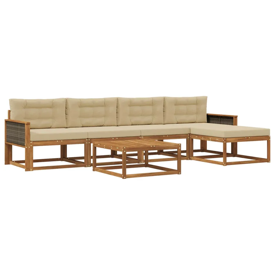 Ensemble de canapés d'extérieur 6 pcs Naturel et Beige - 2