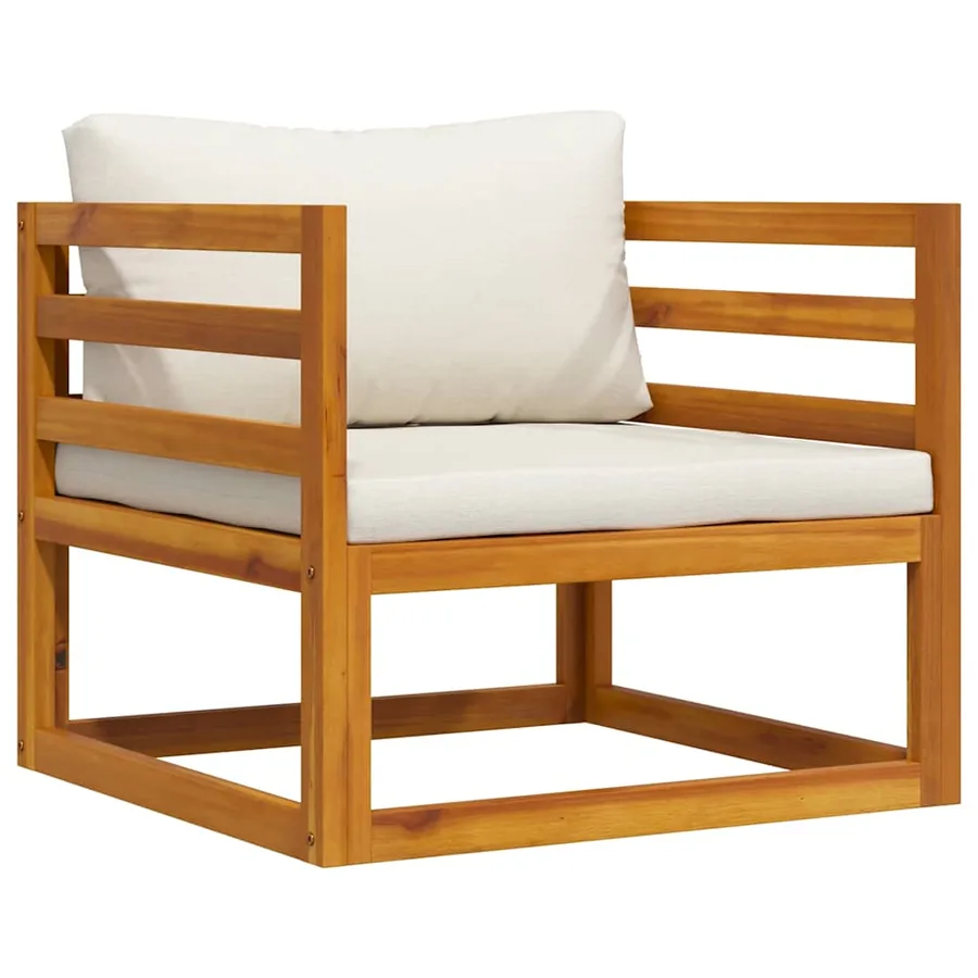 Chaise de jardin avec coussins crème Bois d'acacia massif - 2