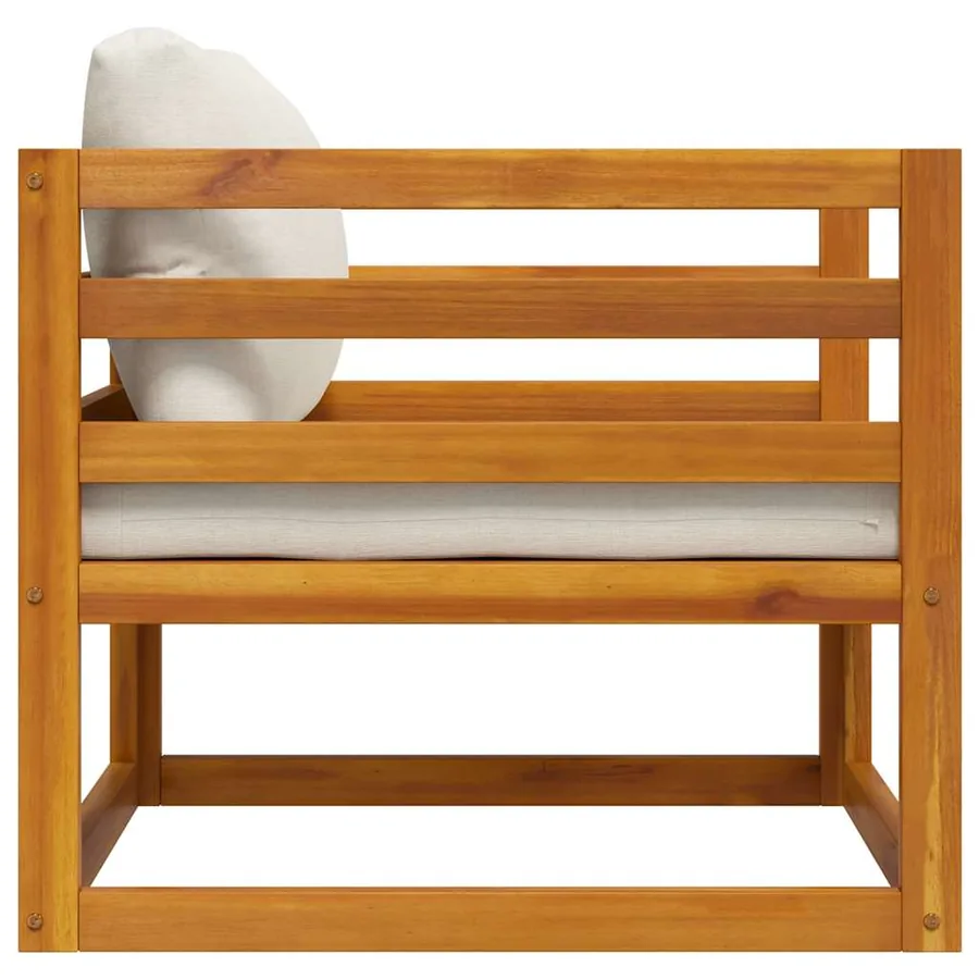 Chaise de jardin avec coussins crème Bois d'acacia massif - 5