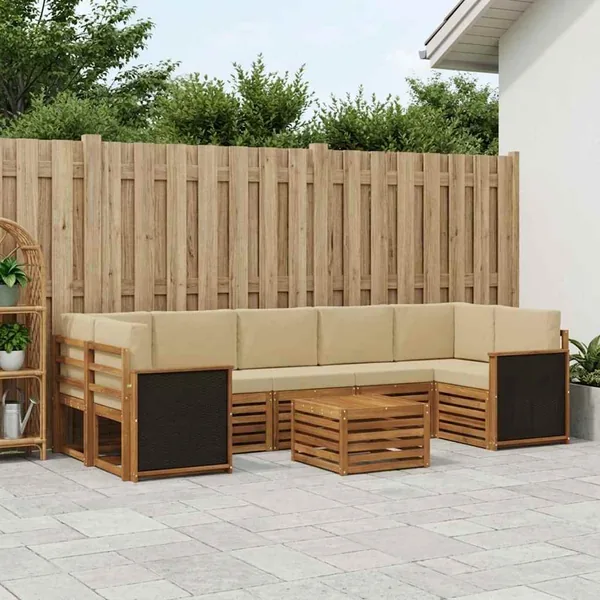 Ensemble de canapés d'extérieur 8 pcs Naturel et Beige