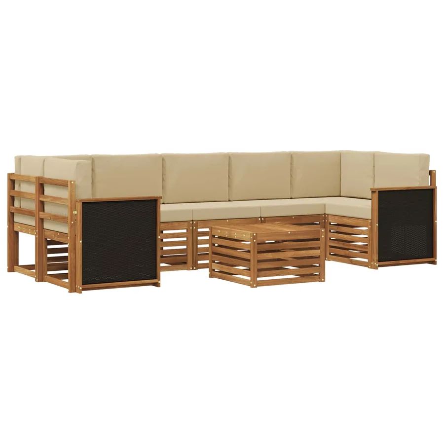 Ensemble de canapés d'extérieur 8 pcs Naturel et Beige - 2