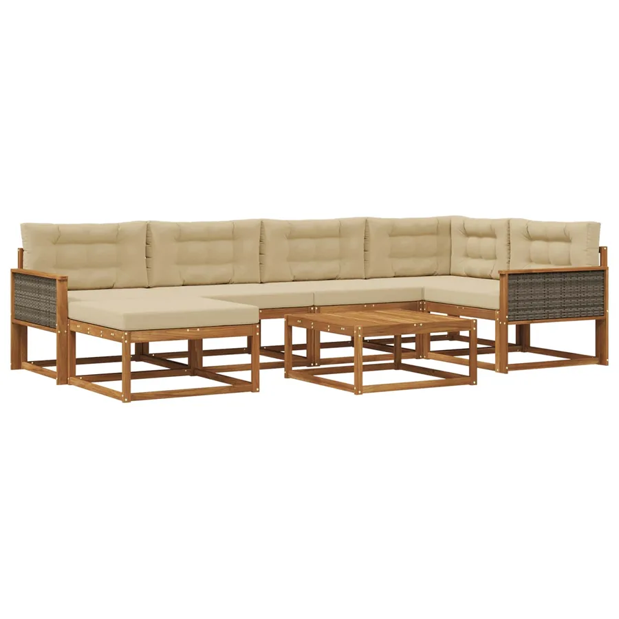 Ensemble de canapés d'extérieur 7 pcs Naturel et Beige - 2