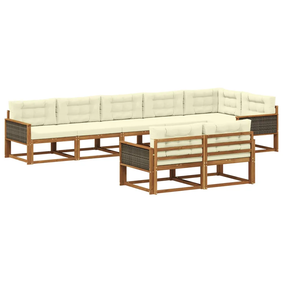 Ensemble de canapés d'extérieur 8 pc Naturel et Crème - 2