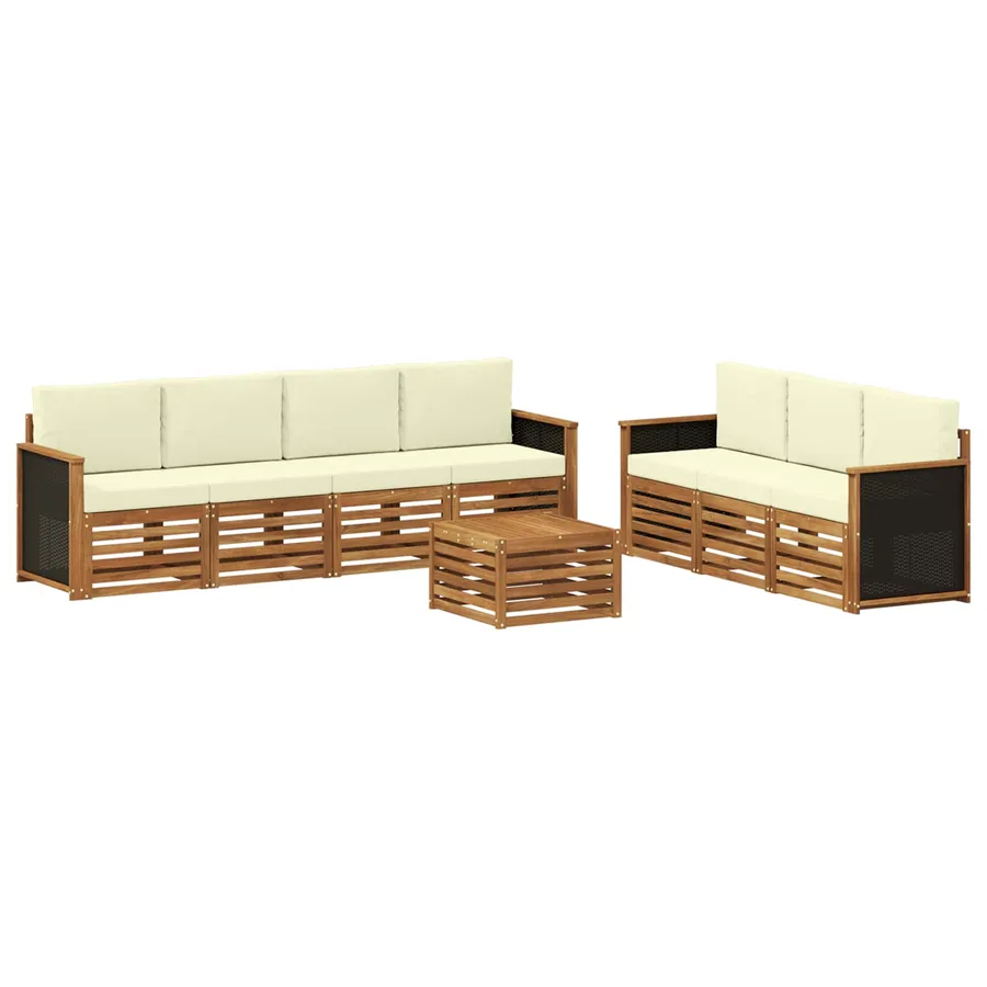 Ensembles de canapés avec coussin 8 pcs Bois d'Acacia Massif - 2