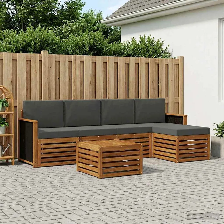 Ensemble de canapés d'extérieur 6 pcs Naturel et Anthracite