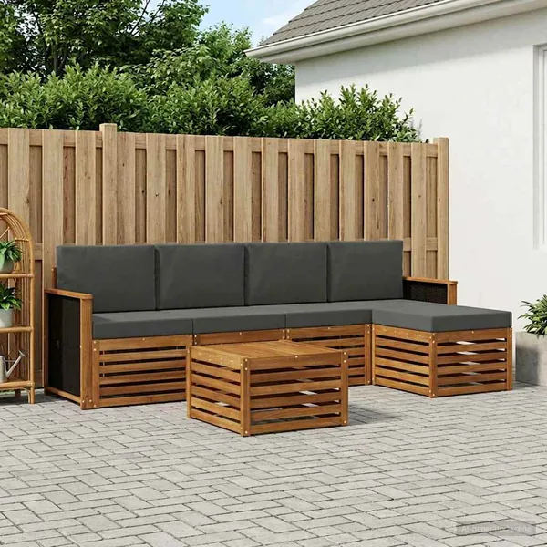 Ensemble de canapés d'extérieur 6 pcs Naturel et Anthracite
