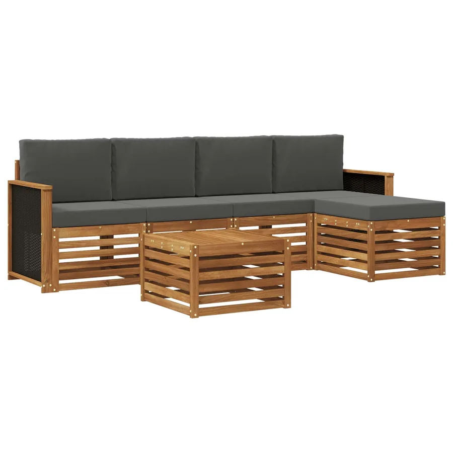 Ensemble de canapés d'extérieur 6 pcs Naturel et Anthracite - 2