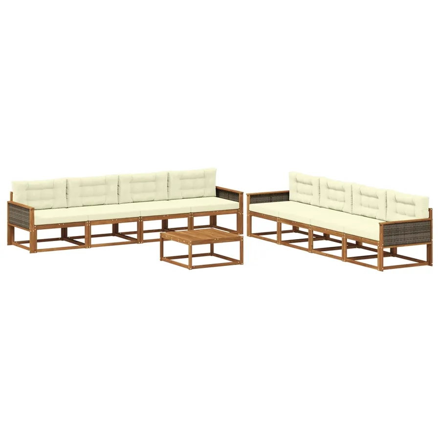 Ensemble de canapés d'extérieur 9 pcs Naturel et Crème - 2