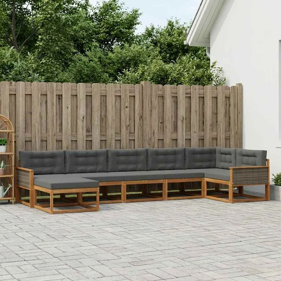 Ensemble de canapés d'extérieur 7 pcs Naturel et Anthracite