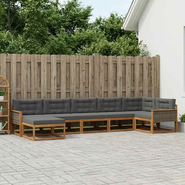 Ensemble de canapés d'extérieur 7 pcs Naturel et Anthracite