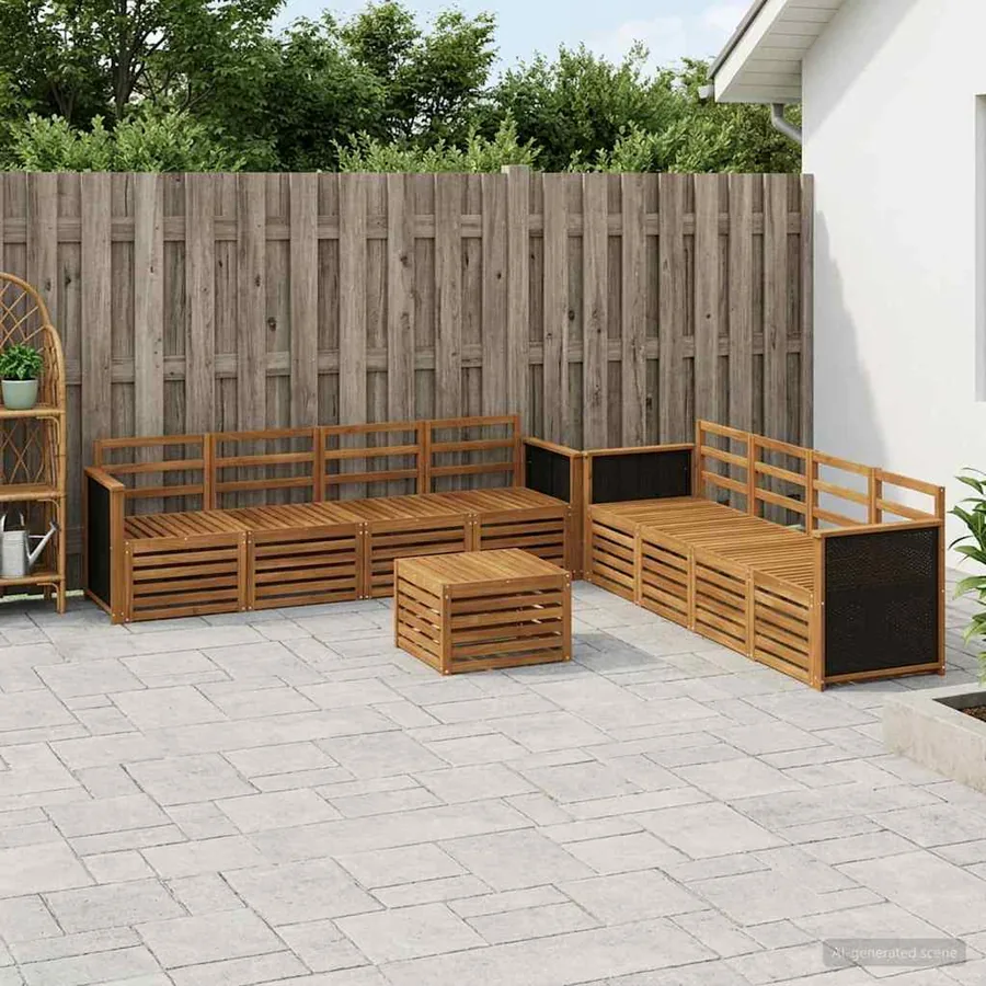 Ensembles de canapés 9 pcs Bois d'Acacia Massif