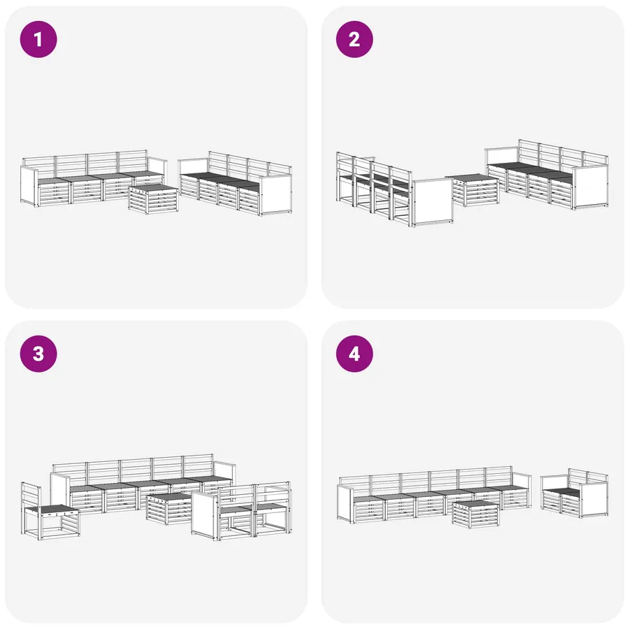 Ensembles de canapés 9 pcs Bois d'Acacia Massif - 7