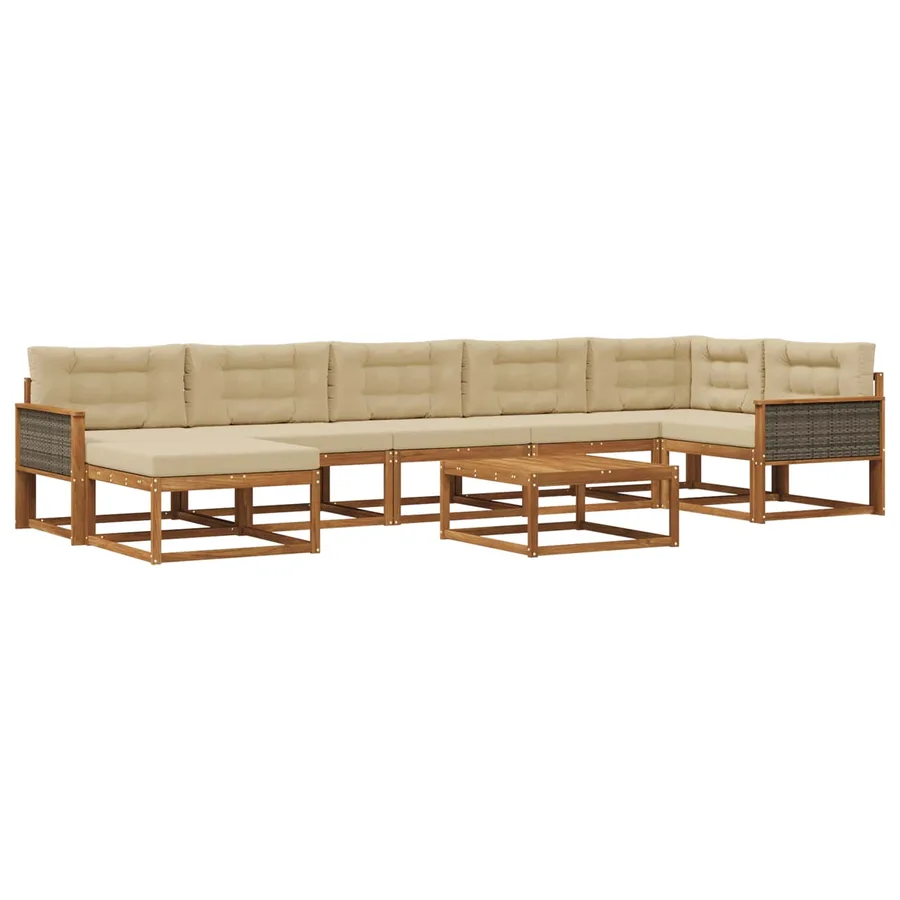 Ensemble de canapés d'extérieur 8 pcs Naturel et Beige - 2