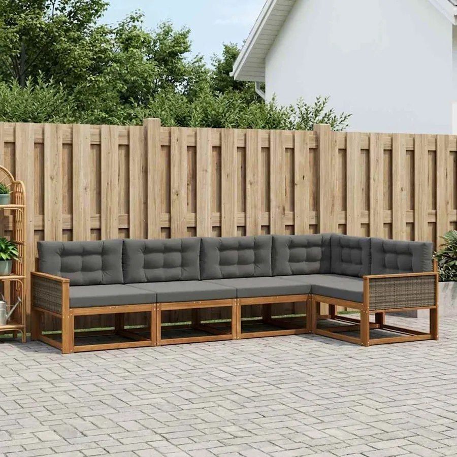 Ensemble de canapés d'extérieur 5 pcs Naturel et Anthracite