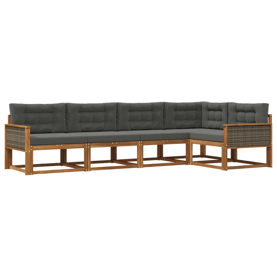 Ensemble de canapés d'extérieur 5 pcs Naturel et Anthracite - 2