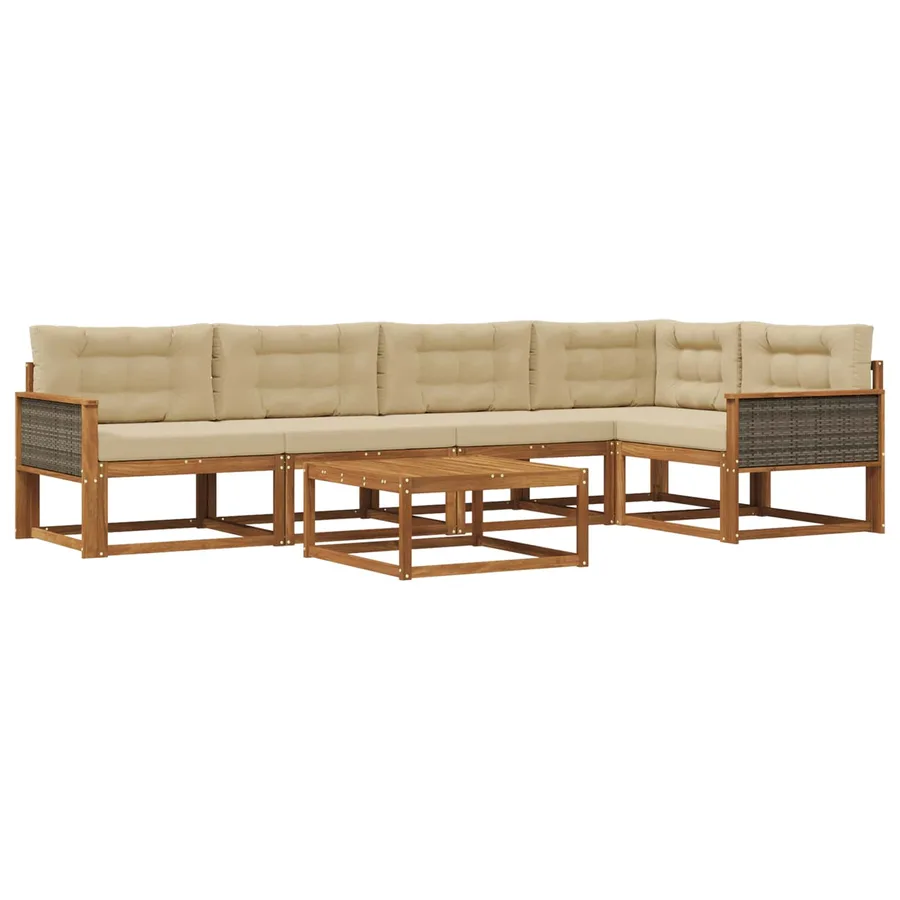 Ensemble de canapés d'extérieur 6 pcs Naturel et Beige - 2