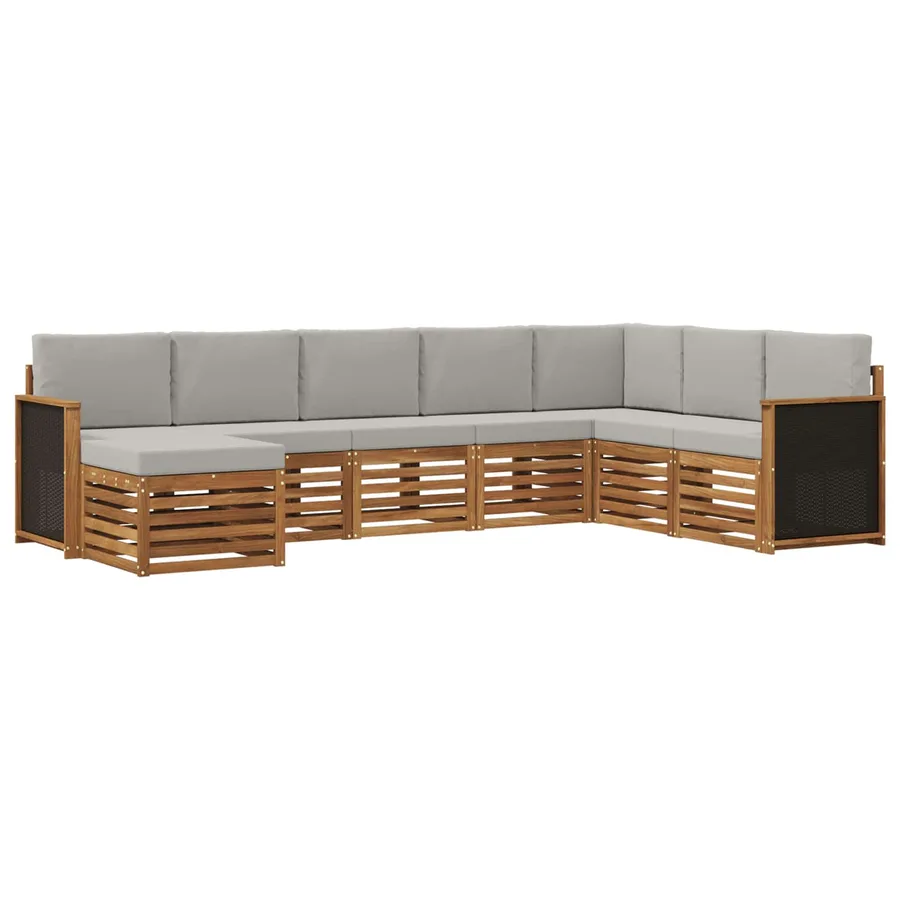 Ensemble de canapés d'extérieur 6 pcs Naturel et gris clair - 2