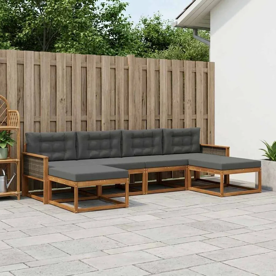 Ensemble de canapés d'extérieur 6 pcs Naturel et Anthracite