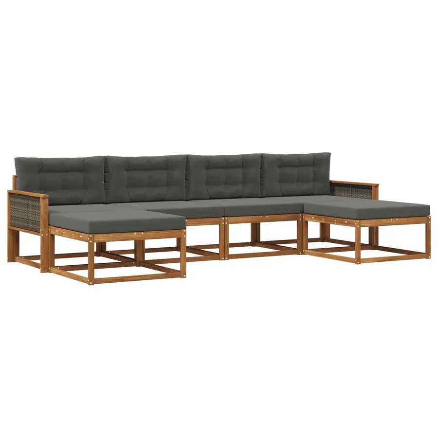 Ensemble de canapés d'extérieur 6 pcs Naturel et Anthracite - 2
