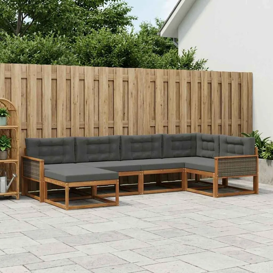 Ensemble de canapés d'extérieur 6 pcs Naturel et Anthracite