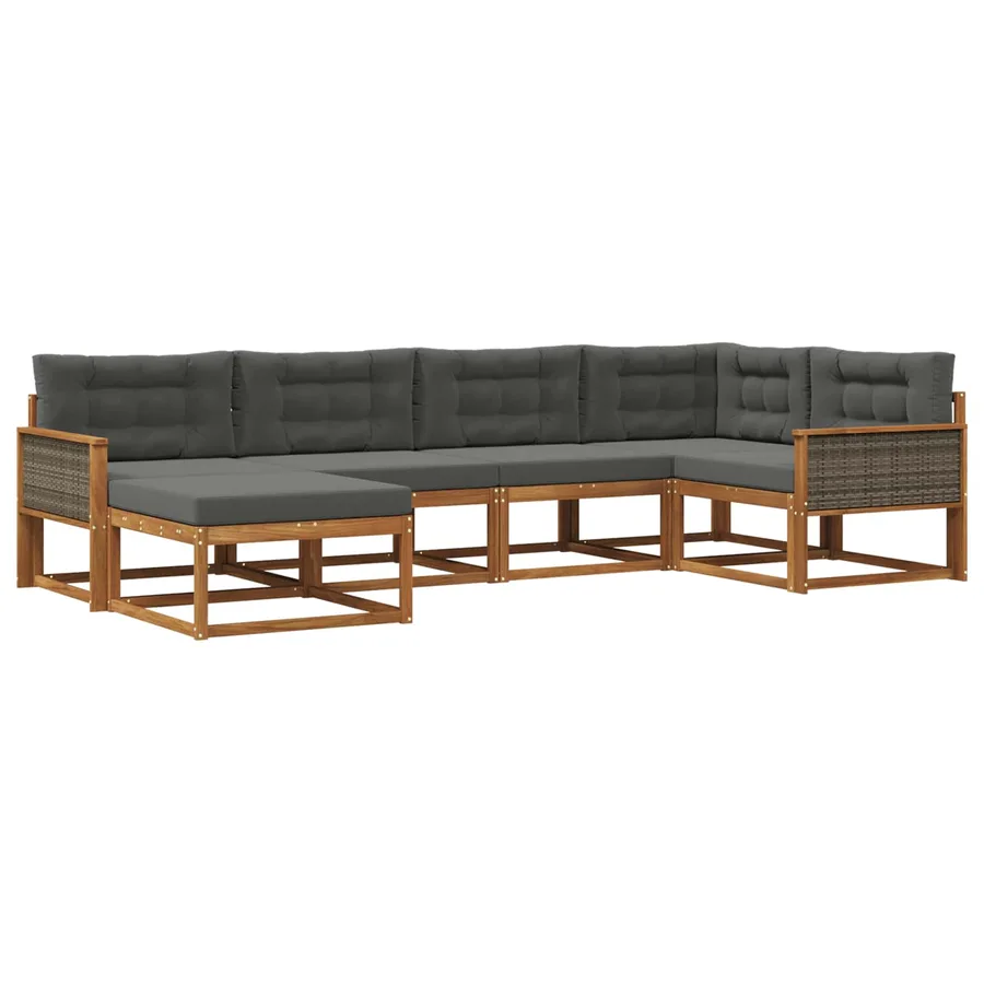 Ensemble de canapés d'extérieur 6 pcs Naturel et Anthracite - 2