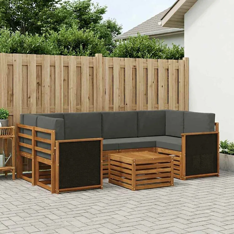 Ensemble de canapés d'extérieur 7 pcs Naturel et Anthracite