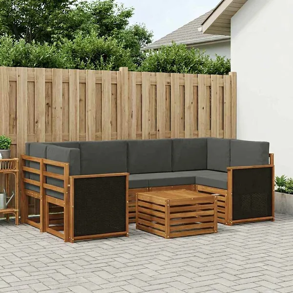 Ensemble de canapés d'extérieur 7 pcs Naturel et Anthracite