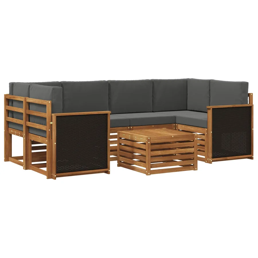 Ensemble de canapés d'extérieur 7 pcs Naturel et Anthracite - 2