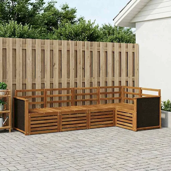 Ensemble de canapé d'angle 4 pcs Naturel Bois d'Acacia Massif