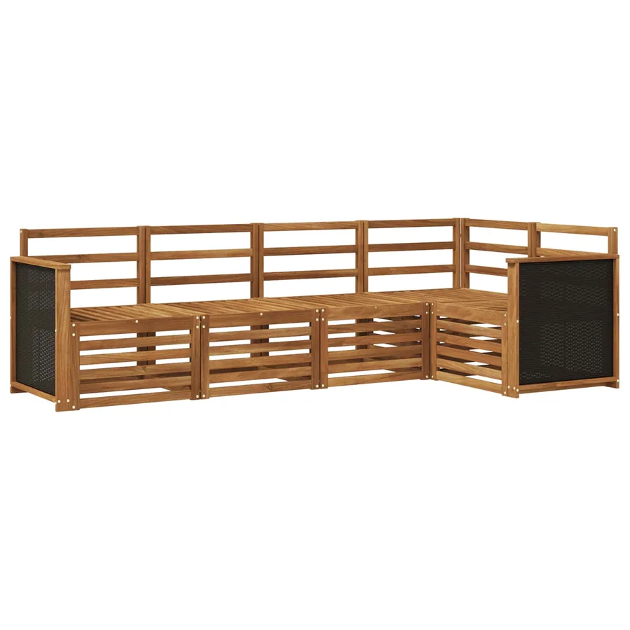 Ensemble de canapé d'angle 4 pcs Naturel Bois d'Acacia Massif - 2
