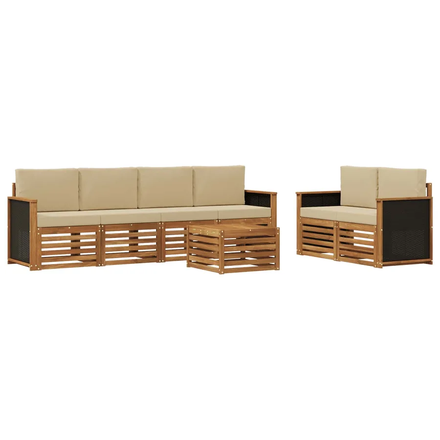 Ensemble de canapés d'extérieur 7 pcs Naturel et Beige - 2