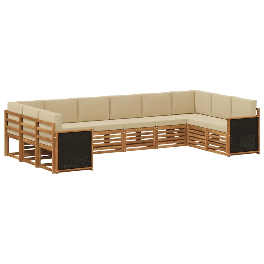 Ensemble de canapé d'angle avec coussin 7 pcs Naturel - 2