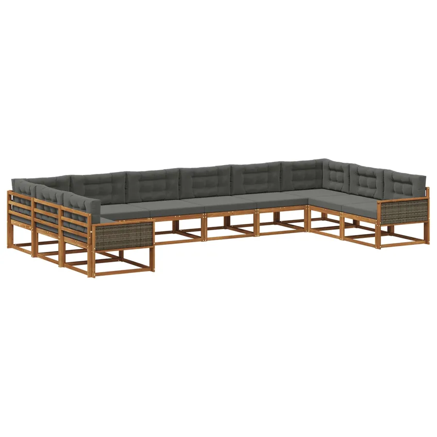 Ensemble de canapés d'extérieur 10 pcs Naturel et Anthracite - 2
