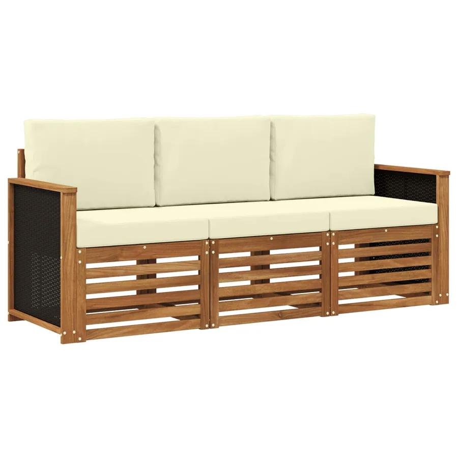 Ensembles de canapés avec coussin 3 pcs Bois d'Acacia Massif - 2