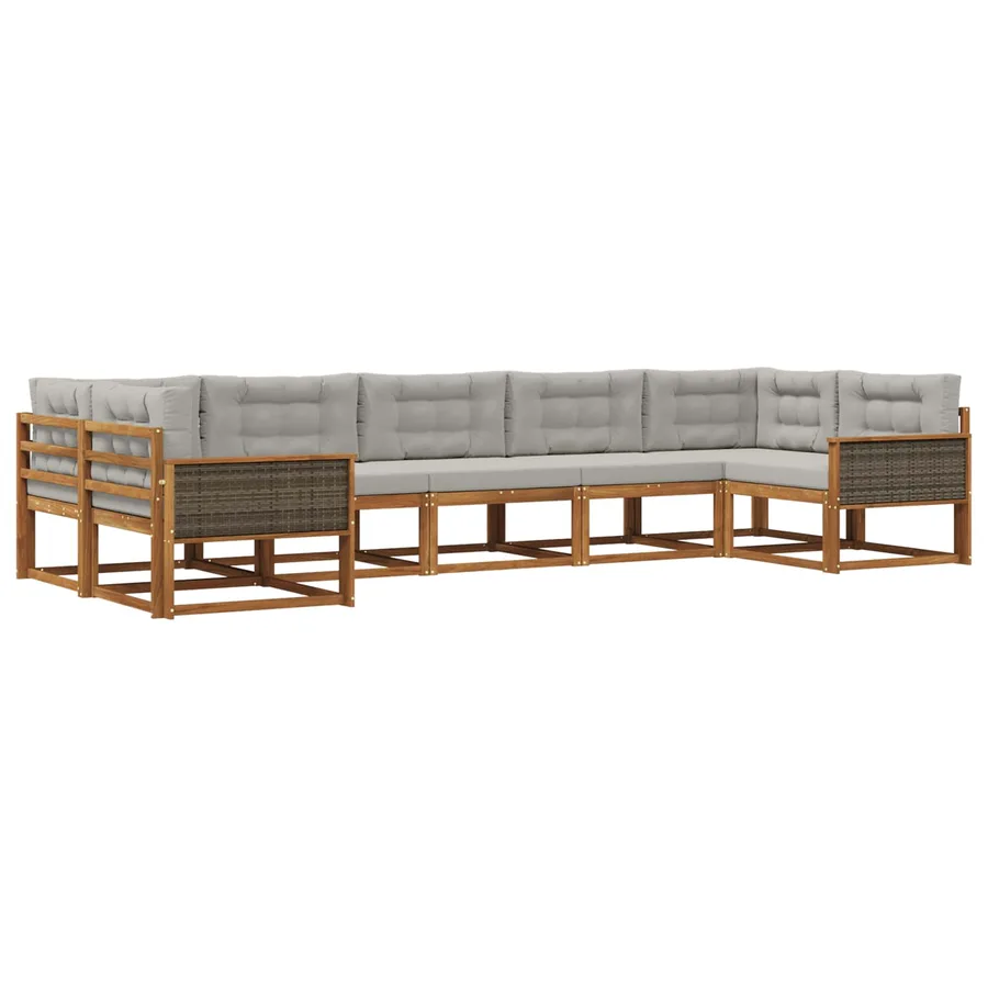Ensemble de canapés d'extérieur 7 pcs Naturel et gris clair - 2