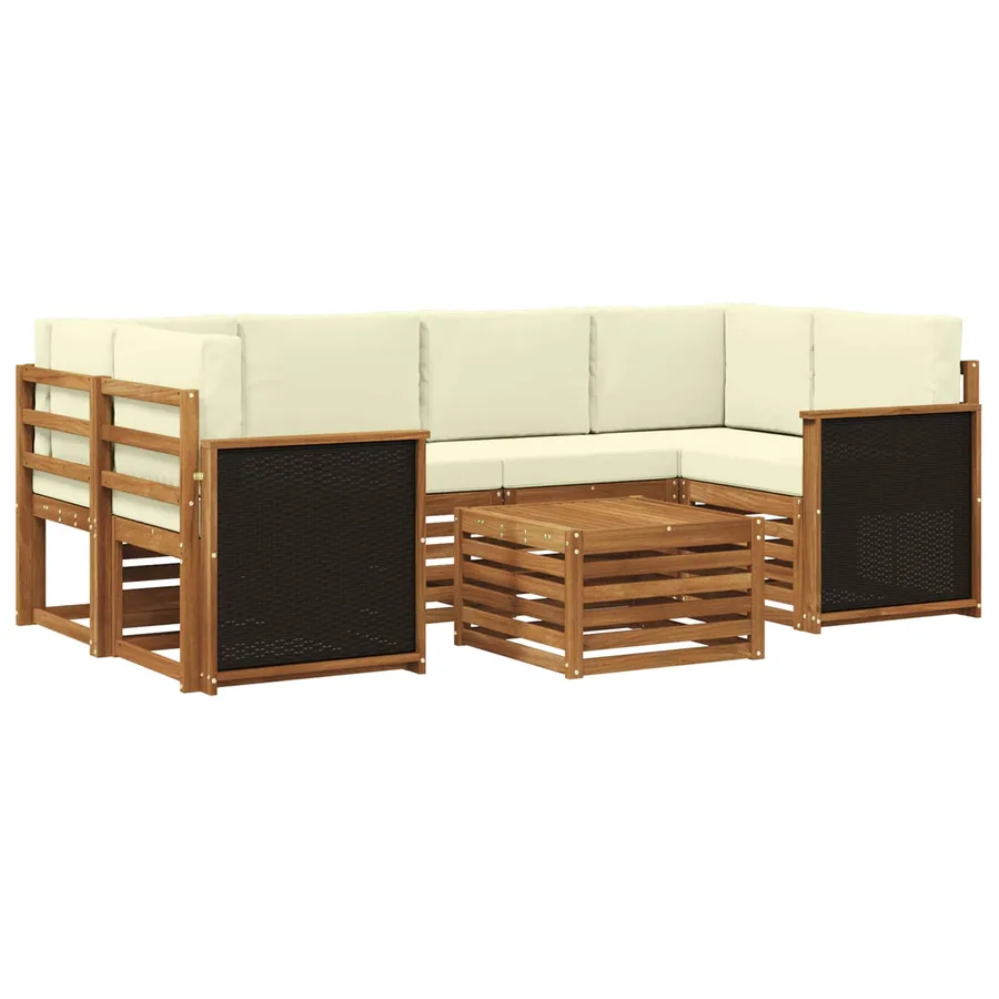 Ensemble de canapés d'extérieur 7 pcs Naturel et Crème - 2