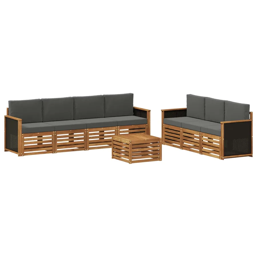 Ensembles de canapés avec coussin 8 pcs Bois d'Acacia Massif - 2