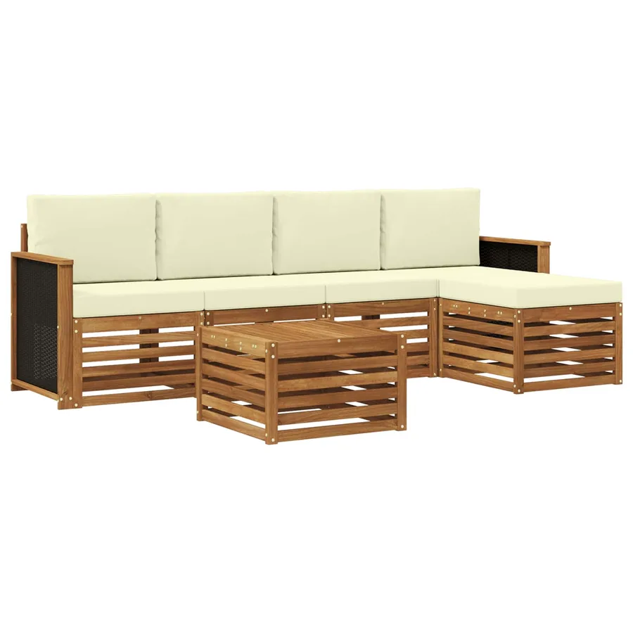 Ensemble de canapés d'extérieur 6 pcs Naturel et Crème - 2